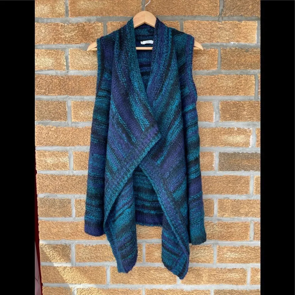Vince Alpaca Wool Blend Chunky Knit Sweater Vest Womens Small Blue Purple